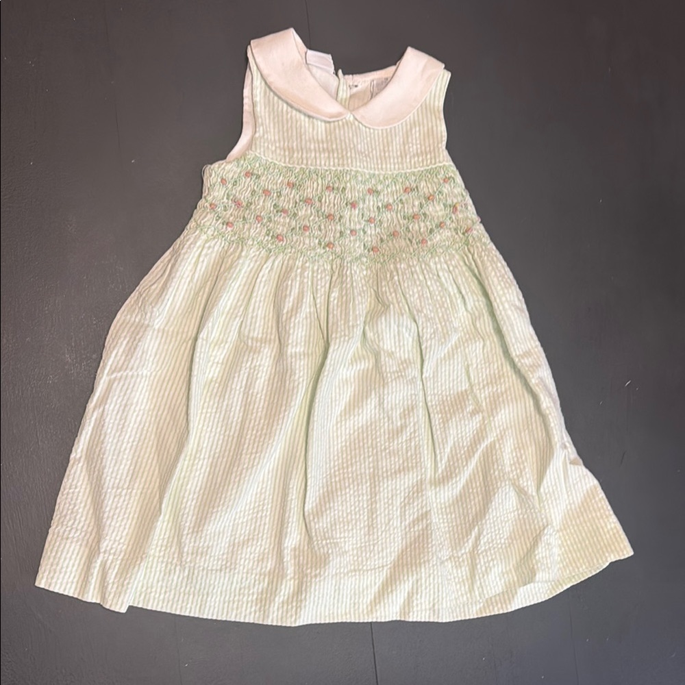 Smocked Dress with Pink and Green Details